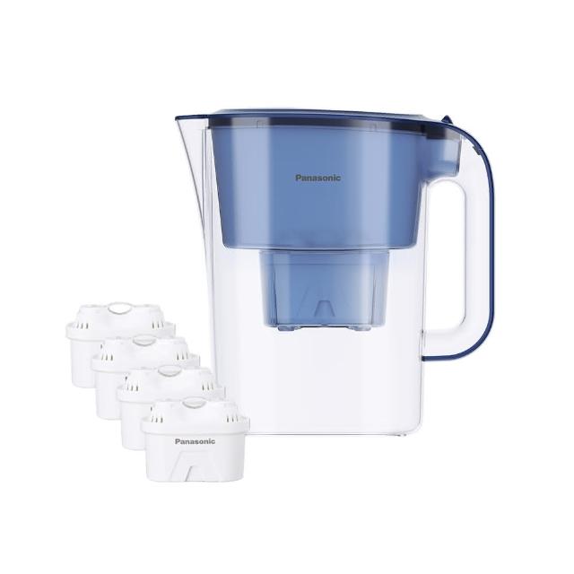 【Panasonic 國際牌】3.5L雙口速淨濾水壺-藍 共1壺4芯(藍TK-CNP55-A-3)