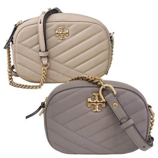 【TORY BURCH】專櫃款金屬TB LOGO 山形紋鍊帶斜揹包(奶茶色/大象灰 贈原廠防塵袋紙袋母親節送禮)