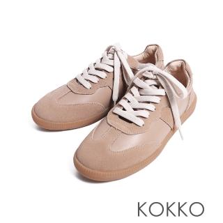 【KOKKO】復古潮流極軟Q真皮休閒運動鞋(卡其色)