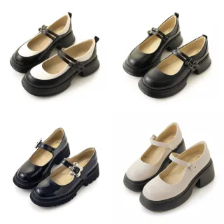 【amai】優雅氣質時尚百搭粗跟瑪莉珍鞋 瑪麗珍鞋 娃娃鞋 跟鞋 厚底 可愛 學院風 魔鬼氈 大尺碼(A、B、C款)