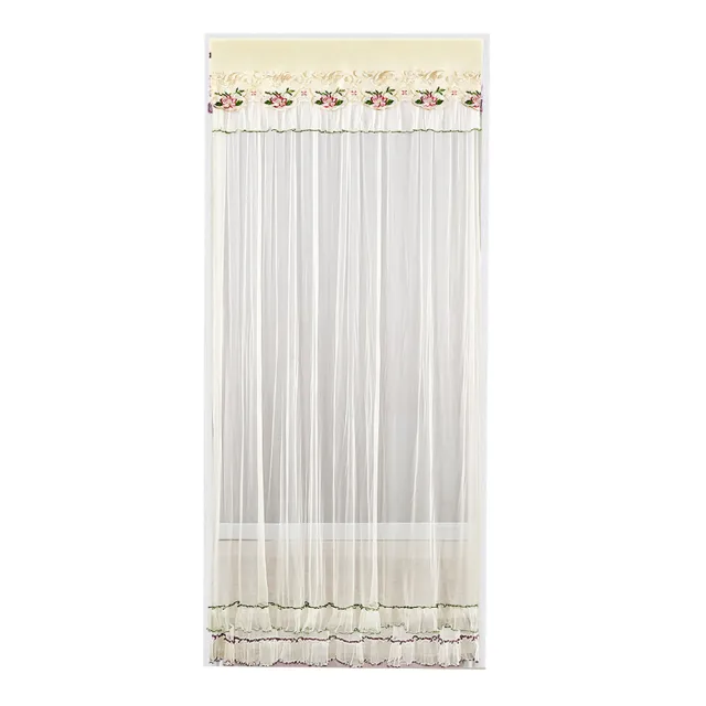 【嵐楓居家】單層蕾絲刺繡防蚊門簾95*200cm(蕾絲刺繡防蚊/門簾/風水簾/長門簾/穿桿門簾)