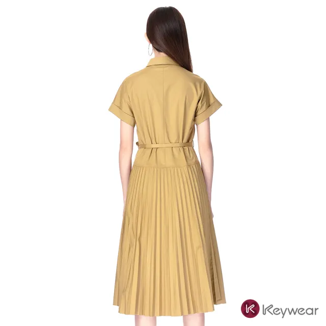 【KeyWear 奇威名品】舒適百褶設計款短袖洋裝