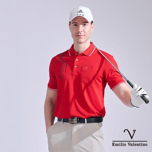 【Emilio Valentino 范倫鐵諾】男短袖POLO衫 果嶺機能 短袖 POLO衫 golf 高爾夫 MIT 紅(21-5V9802)