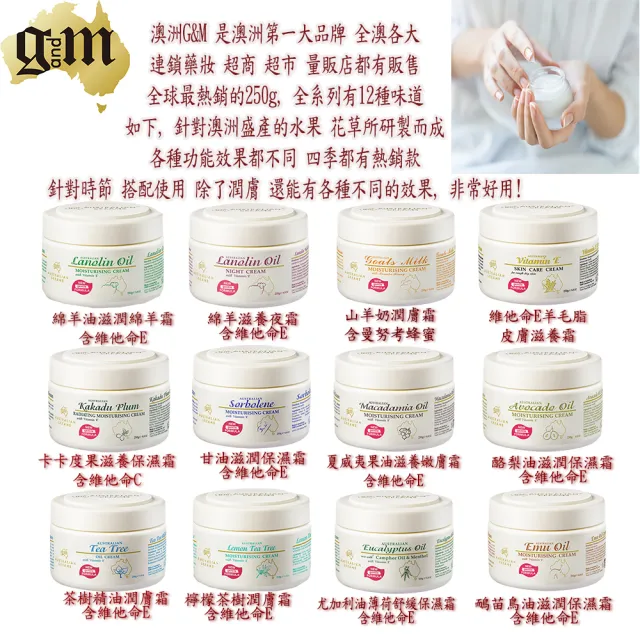 【澳洲G&M】甘油滋潤保濕霜含維他命E(250g/罐 4入組)