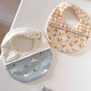 【Lianne baby】兩入彌月禮盒組 臺灣製韓國布圍兜 口水巾(嬰兒圍兜兜 新生兒禮盒 口水巾禮盒)
