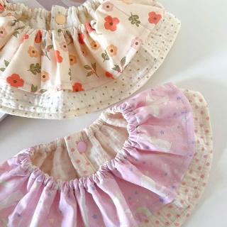 【Lianne baby】兩入組圍兜彌月禮盒 臺灣製韓國布荷葉女寶圍兜(嬰兒圍兜 新生兒禮盒 口水巾禮盒)