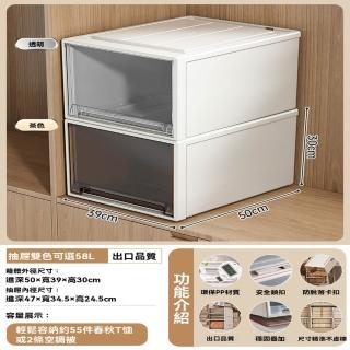 【樂多家居】收納箱 抽屜式收納箱 衣服整理箱 儲物櫃 2個裝50*39*30CM(環保PP材質 預售15天)
