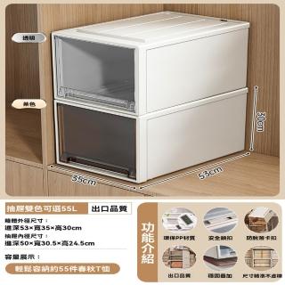 【樂多家居】收納箱 抽屜式收納箱 衣服整理箱 儲物櫃 2個裝53*35*30CM(環保PP材質 預售15天)