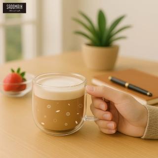 【仙德曼 SADOMAIN】雙層玻璃雪花咖啡馬克杯 250ml-2入組(咖啡杯/對杯組/雪花)