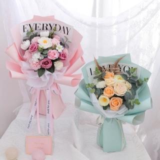 【大束小清新】不凋花 模擬玫瑰花束 香皂花束 永生花(情人節 生日禮物 送女孩 畢業花束 交換禮物 教師節)