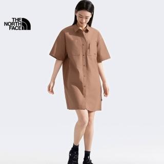 【The North Face 官方旗艦】北面女款棕色DWR防潑水多口袋休閒裙子｜8C576IH