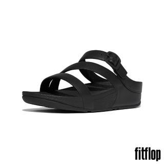【FitFlop】SKINNY II Z字皮革造型涼鞋-女(靚黑色)