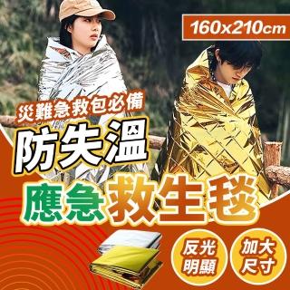 【JHS】2入組 戶外急救保暖毯 送涼感運動毛巾(加大尺寸160x210公分 救生毯 登山露營 急救毯)