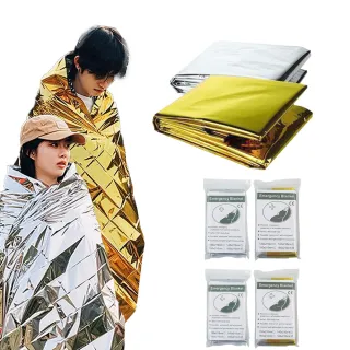 【JHS】二入組 急救保暖毯 加大160x210cm 登山露營急救毯  救生毯 鋁箔保溫毯 野營求生裝備(救生毯)