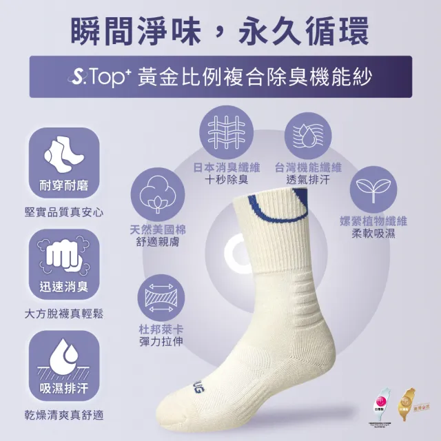 【sNug 給足呵護】4雙組幾何圈精品運動襪(耐磨/吸汗/毛巾底/運動襪/久站久走/台灣製/10秒除臭)