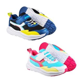 【DIADORA】時尚兒童運動鞋 11131黑藍/11132藍黃粉(康特杯 兒童超寬楦 魔鬼氈 Q彈中底 健康鞋墊 防滑大底)