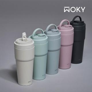 【WOKY 沃廚】買1送1 二代渾圓杯 雙層陶瓷款750ml-附矽膠粗吸管(隨行杯/吸管杯/保溫杯/保溫瓶)
