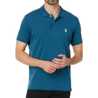 【U.S. POLO ASSN.】2025男經典小馬球標誌合身靛藍色短袖POLO-網