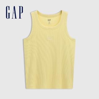 【GAP】女裝 Logo刺繡圓領針織背心 女友T系列-黃色(766138)