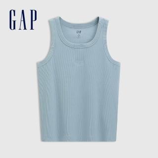 【GAP】女裝 Logo刺繡圓領針織背心 女友T系列-淺藍色(766138)