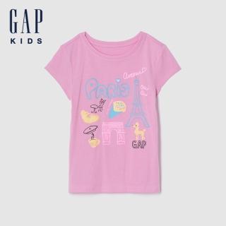 【GAP】女童裝 純棉印花圓領短袖T恤-粉色(781895)