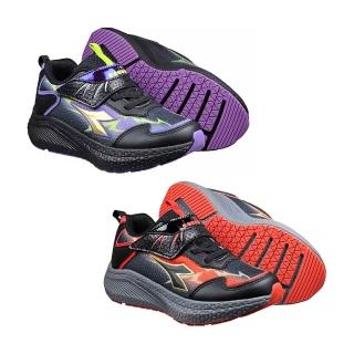 【DIADORA】輕量兒童慢跑鞋 童運動鞋 童鞋 黑紫/黑紅(寬楦 魔鬼氈 保護後跟 抗菌 除臭 彈性 避震 耐磨)