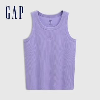 【GAP】女裝 Logo刺繡圓領針織背心 女友T系列-紫色(766138)