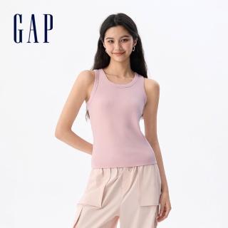 【GAP】女裝 Logo刺繡圓領針織背心 女友T系列-粉色(766138)