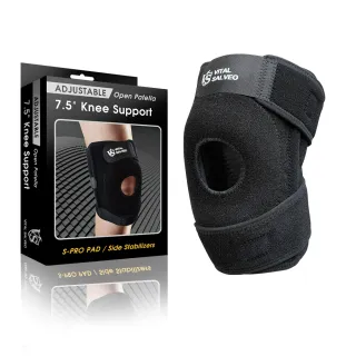 【Vital Salveo 紗比優】7.5吋可調式軟墊護膝 單支入(可外穿/登山健身跑步/運動護膝/台灣製造)