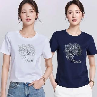 【LANNI 藍尼】現貨 枝繁葉茂亮片圓領上衣(女上衣/舒適/百搭/T恤)