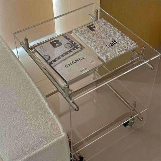 【Lexiang樂享】北歐亞克力小茶幾移動推車網紅輕奢高級感中古床頭櫃沙發邊幾創意(茶几/邊幾/桌子)