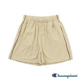 【Champion】官方直營 女款-CASUAL 刺繡提花絨布滾邊短褲-米色(CW-Z502-780)