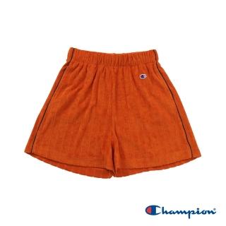 【Champion】官方直營 女款-CASUAL 刺繡提花絨布滾邊短褲-橘色(CW-Z502-843)