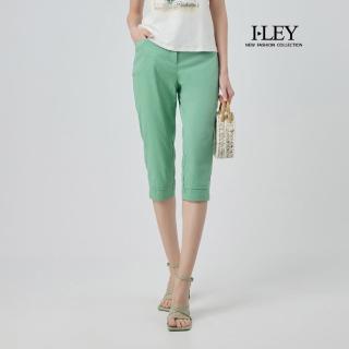 【ILEY 伊蕾】冰涼降溫七分縲縈窄管褲(綠；M-2L；1252026251)