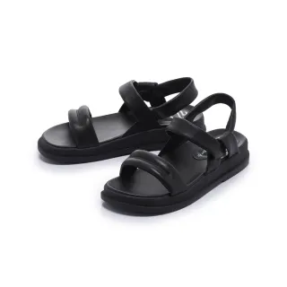 【FAIR LADY】軟實力 一字帶羊皮車縫繞踝厚底涼鞋(黑/1B2681 女鞋)