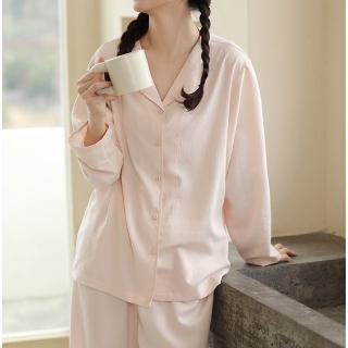 【巴黎精品】現貨+預購 睡衣套裝長袖居家服(純色休閒親膚長褲女家居服4色a1fr41)