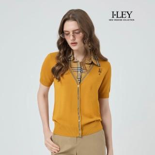 【ILEY 伊蕾】學院風假兩件式縲縈針織上衣(卡其；M-2L；1251265001)