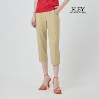 【ILEY 伊蕾】涼感紗撞色織帶七分窄管褲(卡其；M-2L；1252016242)