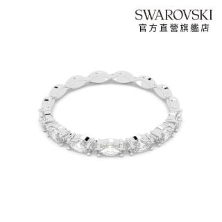 【SWAROVSKI 官方直營】Matrix Vittore 戒指 欖尖形切割 白色 鍍白金色