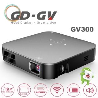 【GD · GV】GV300無線微型高亮行動投影機-霧麵灰(安卓版/3000流明/大容量電池/藍芽飛鼠遙控器)