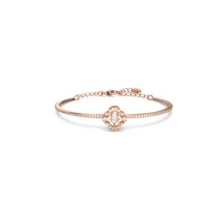 【SWAROVSKI 施華洛世奇】Una 手鐲 幸運草 白色 鍍玫瑰金色
