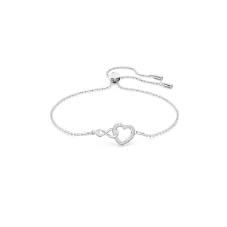 【SWAROVSKI 施華洛世奇】Infinity 手鏈 無限符號和心形 白色 鍍白金色