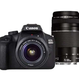 【Canon】EOS 4000D+18-55mm III+75-300mm III 雙鏡組(中文平輸)