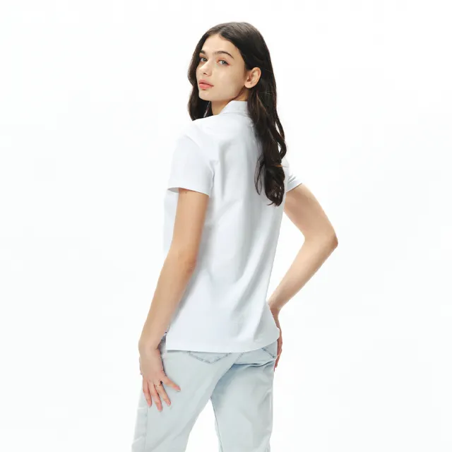 【NAUTICA】官方旗艦 女裝 經典素色排扣短袖POLO衫(白色)