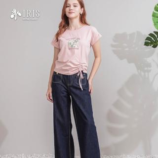 【IRIS 艾莉詩】直筒雙釦牛仔褲-夜藍色(52335)