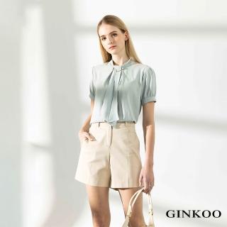 【GINKOO 俊克】珍珠別針領巾上衣