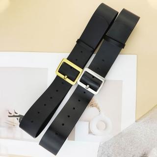 【KT DADA】牛皮腰帶 方頭腰帶 黑色腰帶 皮帶 腰帶 腰封 寬腰帶 真皮腰帶 真皮皮帶 金扣腰帶