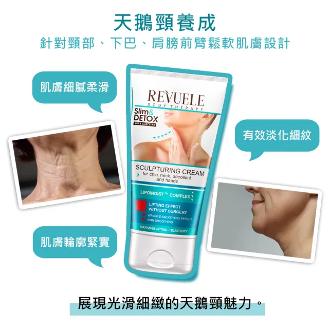 【REVUELE 瑞膚露】咖啡因緊緻美頸霜150ml x3入(針對頸部、下巴、肩膀前臂鬆軟肌膚設計)
