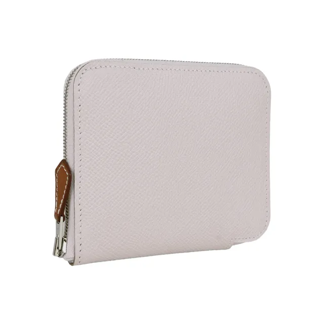 【Hermes 愛馬仕】EPSOM皮 絲巾內裡ㄇ型拉鏈短夾(夢幻紫/天堂藍)
