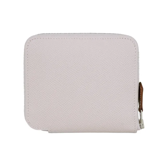 【Hermes 愛馬仕】EPSOM皮 絲巾內裡ㄇ型拉鏈短夾(夢幻紫/天堂藍)